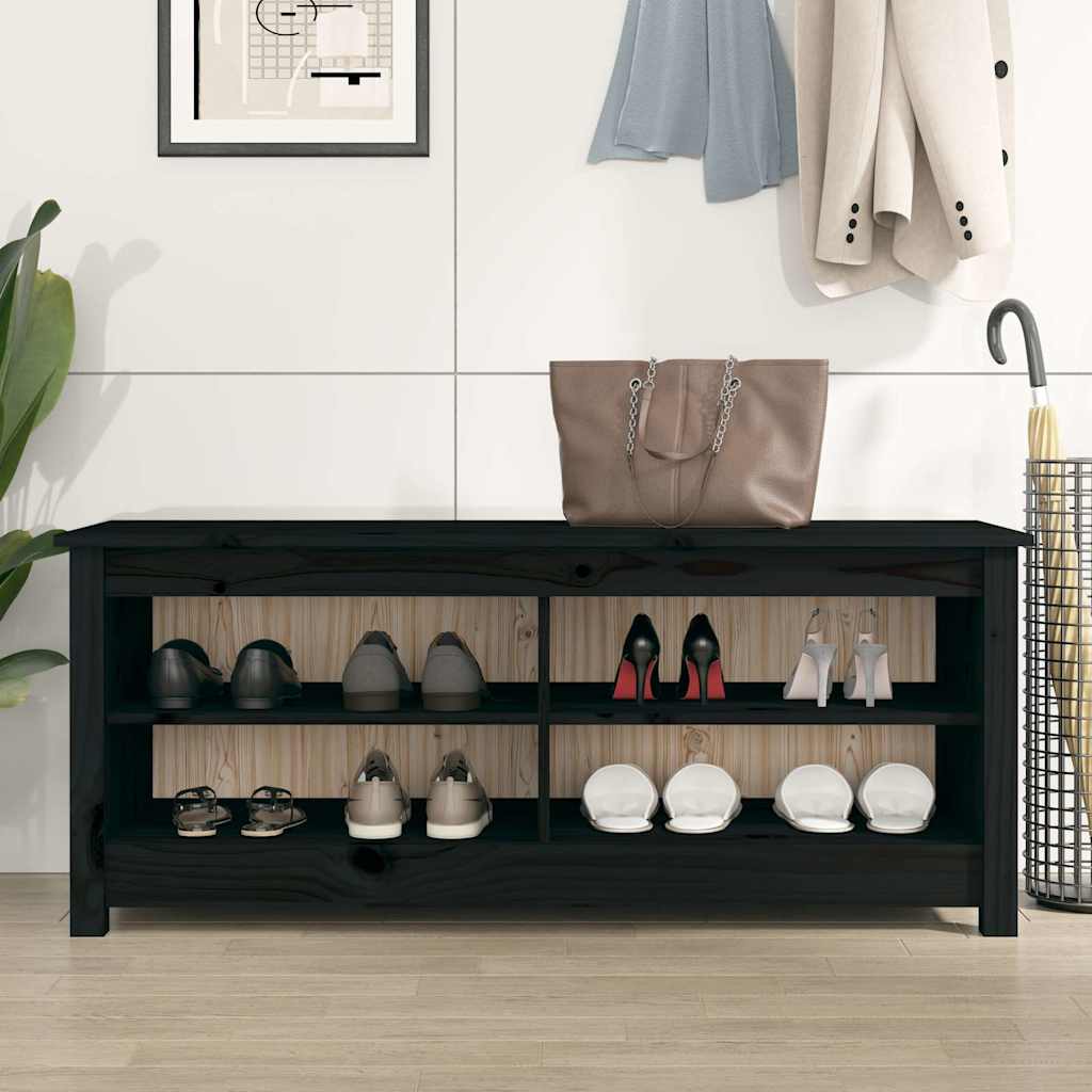 Vidaxl Schuhsofa 110x38x45.5 cm Festkiefer schwarz