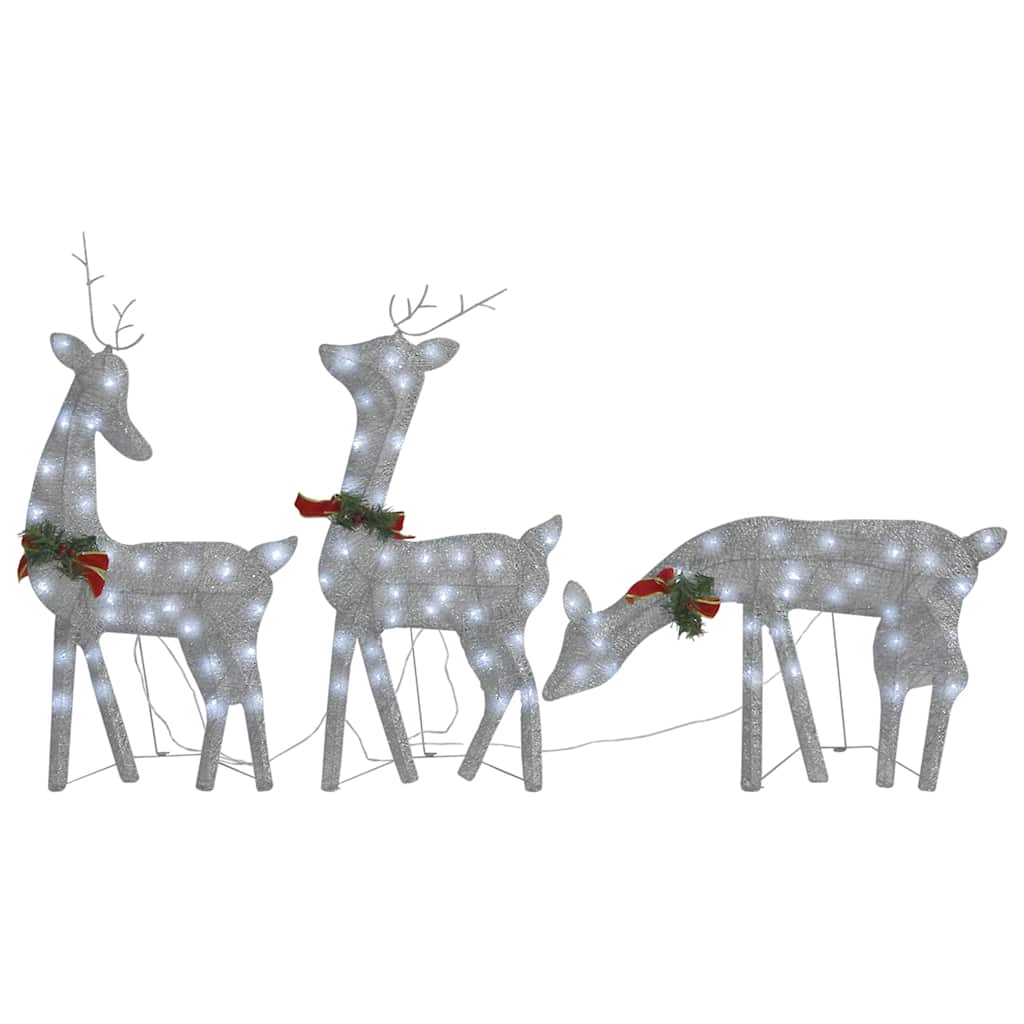 Vidaxl Weihnachtsdekorationen Rentierfamilie 270x7x90 cm Gaas Weiß Silber Farbe