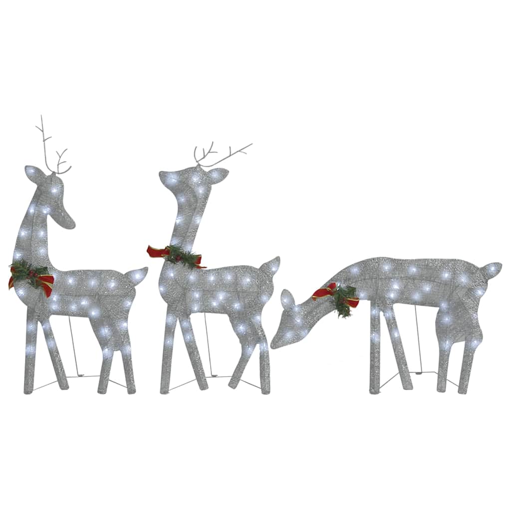 Vidaxl Weihnachtsdekorationen Rentierfamilie 270x7x90 cm Gaas Weiß Silber Farbe