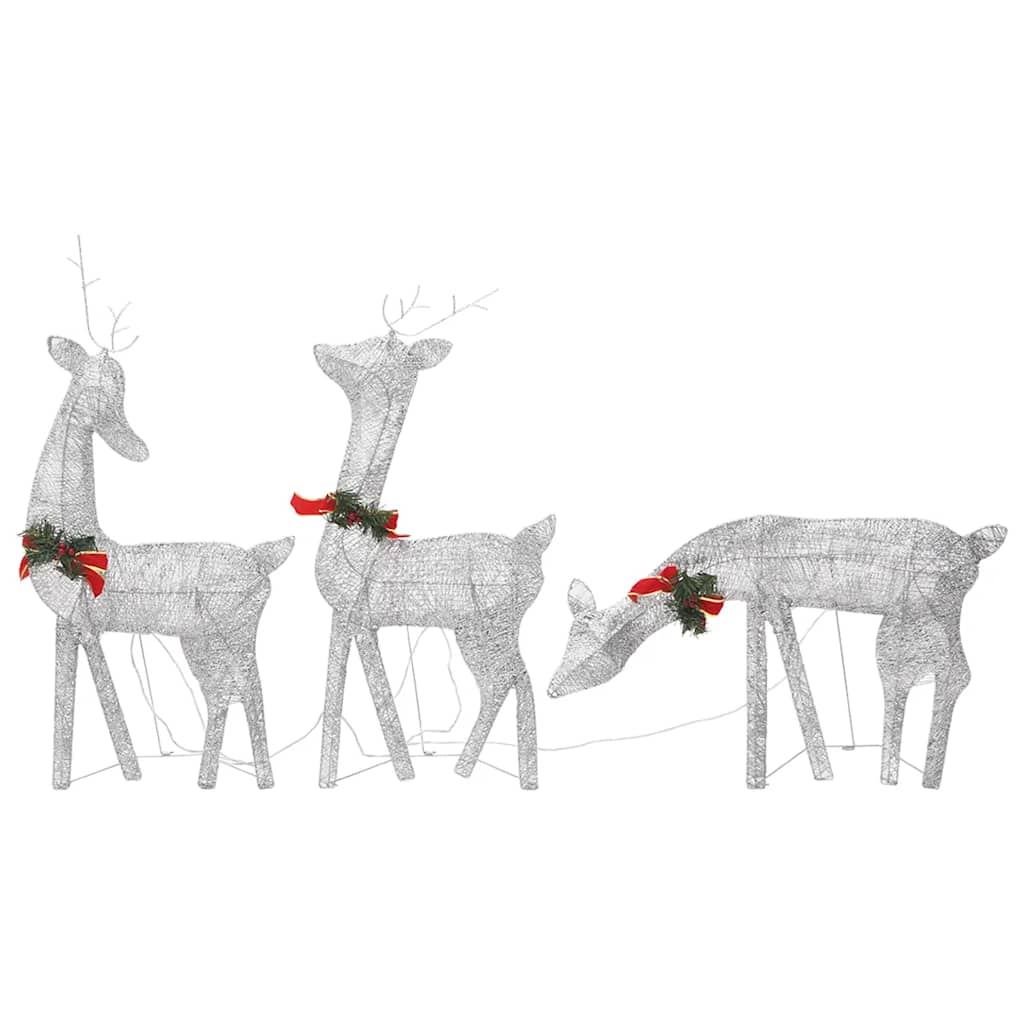 Vidaxl Weihnachtsdekorationen Rentierfamilie 270x7x90 cm Gaas Weiß Silber Farbe