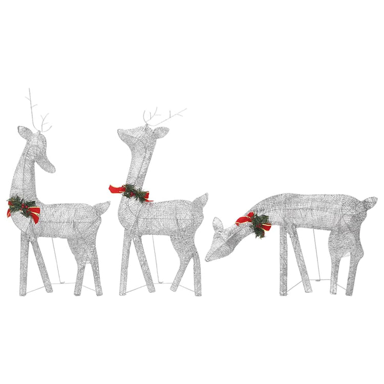 Vidaxl Weihnachtsdekorationen Rentierfamilie 270x7x90 cm Gaas Weiß Silber Farbe