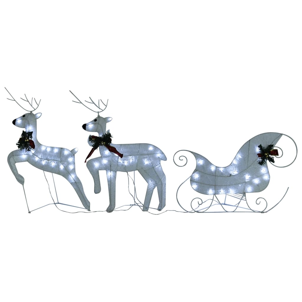 Vidaxl Weihnachtsdekoration Rentiere und Schlitten 60 LEDs Weiß