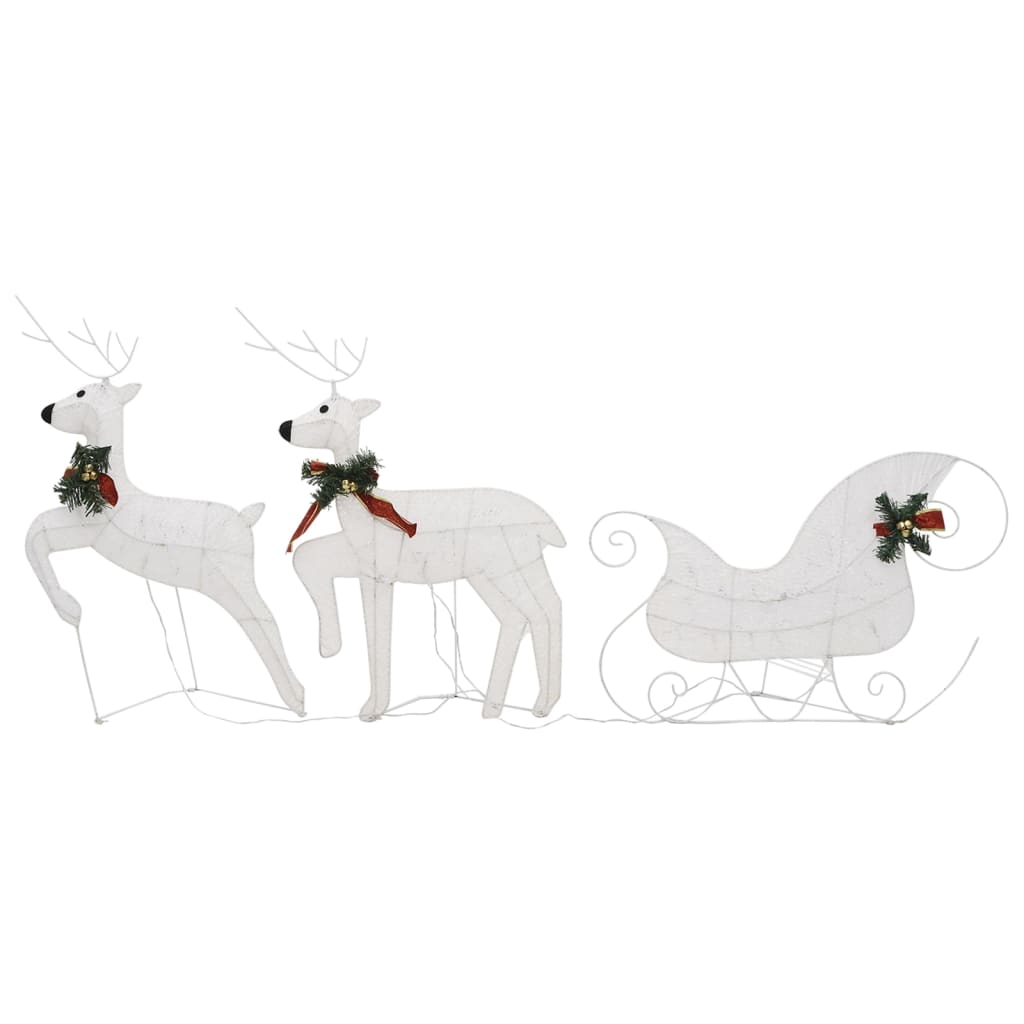 Vidaxl Weihnachtsdekoration Rentiere und Schlitten 60 LEDs Weiß