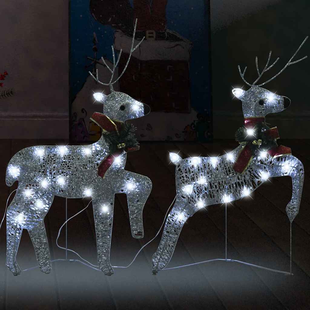 Vidaxl Weihnachten Tiere 2 ST 40 LEDs Silberfarben