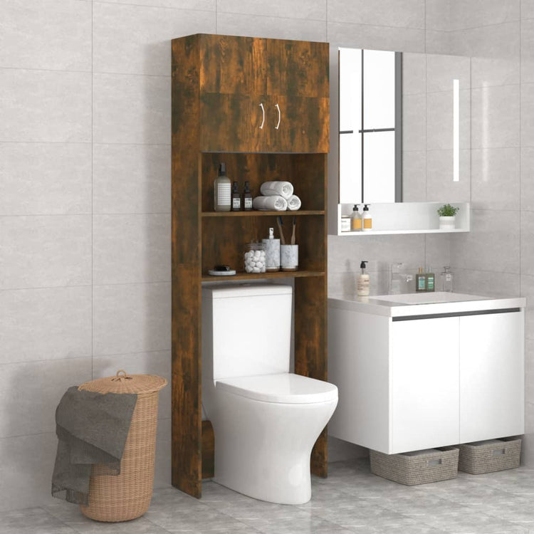 Vidaxl Waschmaschinenschrank 64x25.5x190 cm geräucherte Eiche gefärbt