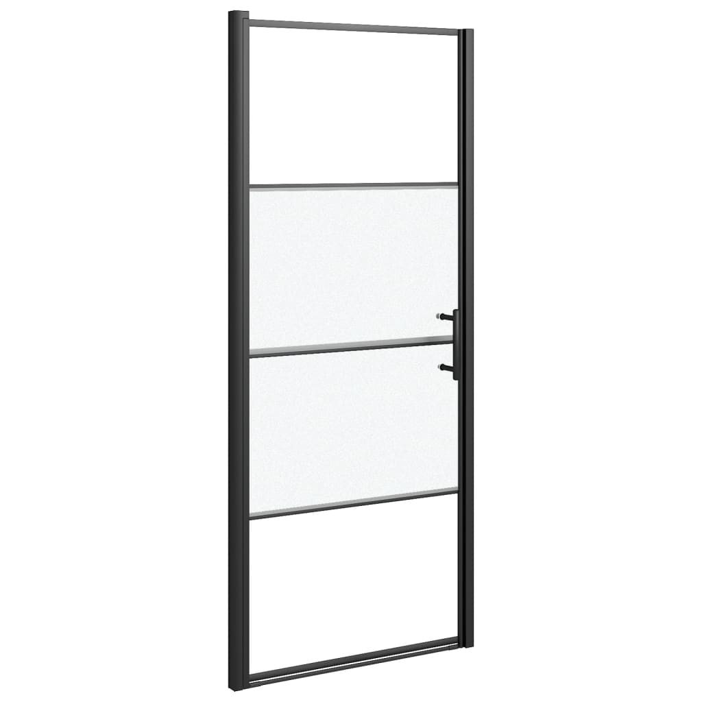 VIDAXL Duschtür Halb -mat 91x195 cm gehärtetes Glas schwarz