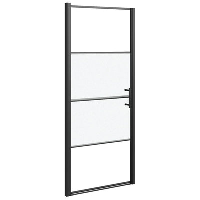 VIDAXL Duschtür Halb -mat 91x195 cm gehärtetes Glas schwarz