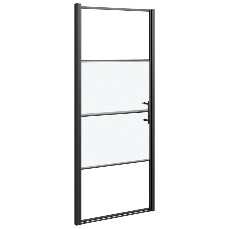VIDAXL Duschtür Halb -mat 91x195 cm gehärtetes Glas schwarz