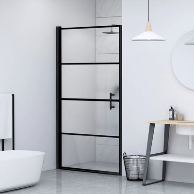 VIDAXL Duschtür Halb -mat 91x195 cm gehärtetes Glas schwarz