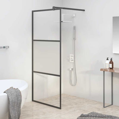 Vidaxl Walk-in Duschwand 90x195 cm Halbmat ESG Glass Schwarz