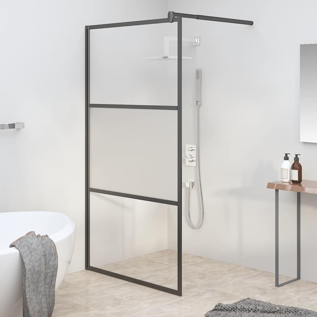 Vidaxl Walk-in Duschwand 100x195 cm Halfmat ESG Glass Schwarz