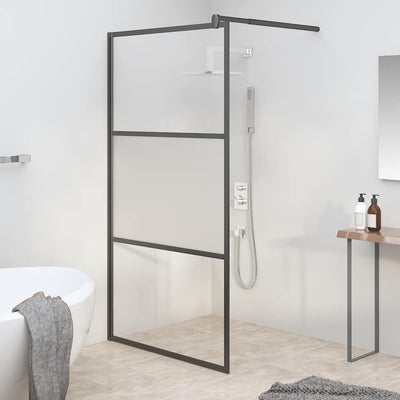 Vidaxl Walk-in Duschwand 100x195 cm Halfmat ESG Glass Schwarz