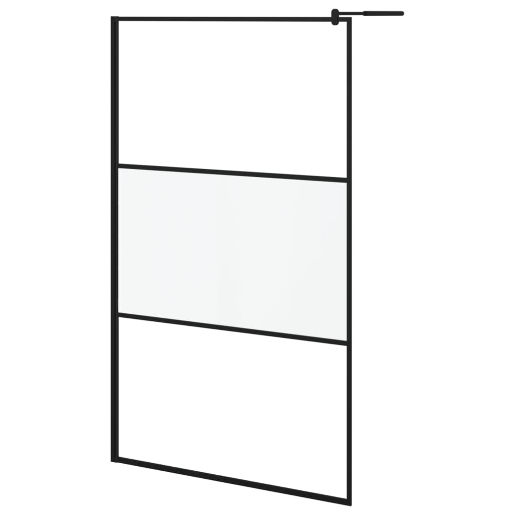 Vidaxl Walk-in Duschwand 115x195 cm Halfmat ESG-Glas Schwarz