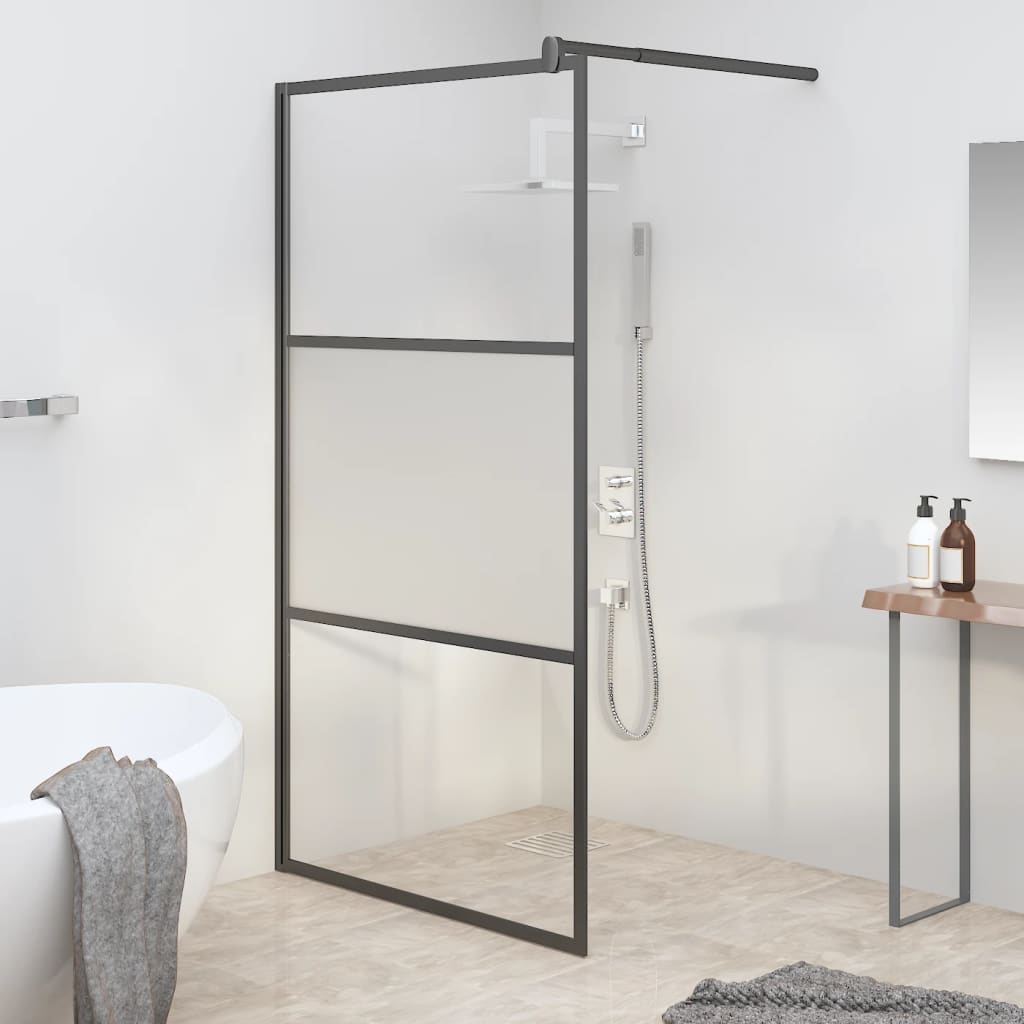 Vidaxl Walk-in Duschwand 115x195 cm Halfmat ESG-Glas Schwarz