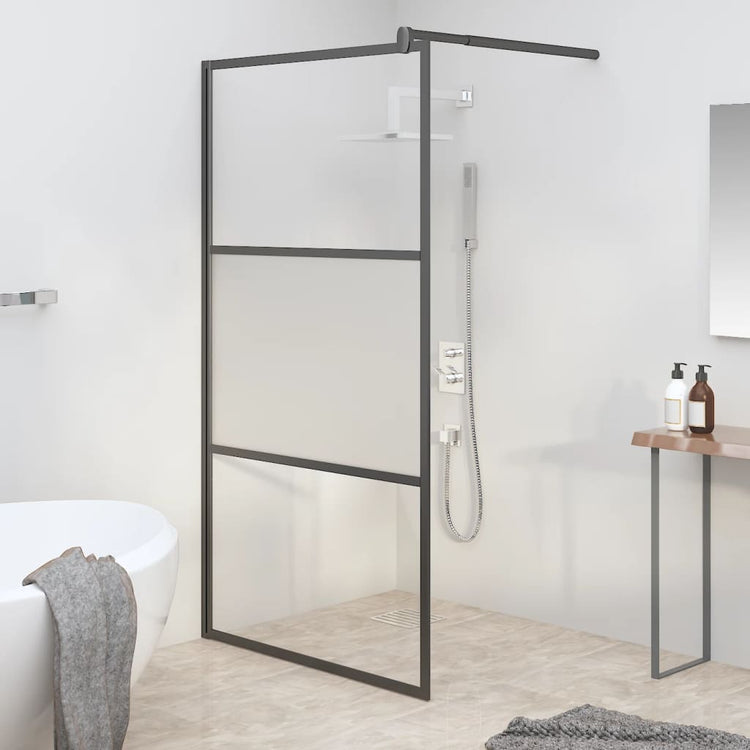 Vidaxl Walk-in Duschwand 115x195 cm Halfmat ESG-Glas Schwarz