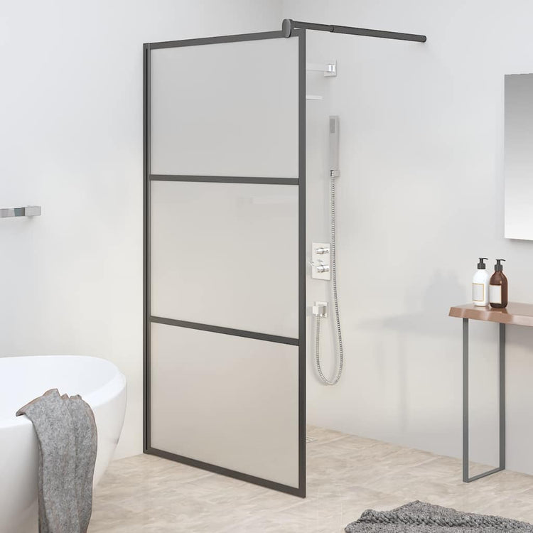 Vidaxl Walk-in Duschwand 100x195 cm mattes ESG-Glas schwarz