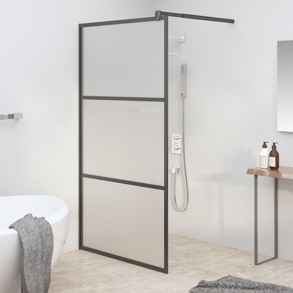 Vidaxl begehete Duschwand 115x195 cm MAT ESG Glas schwarz