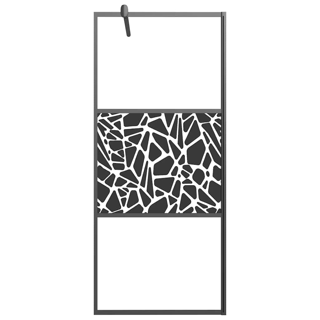 Vidaxl begehete Duschwand mit Steinmotiv 80x195 cm ESG Glas schwarz