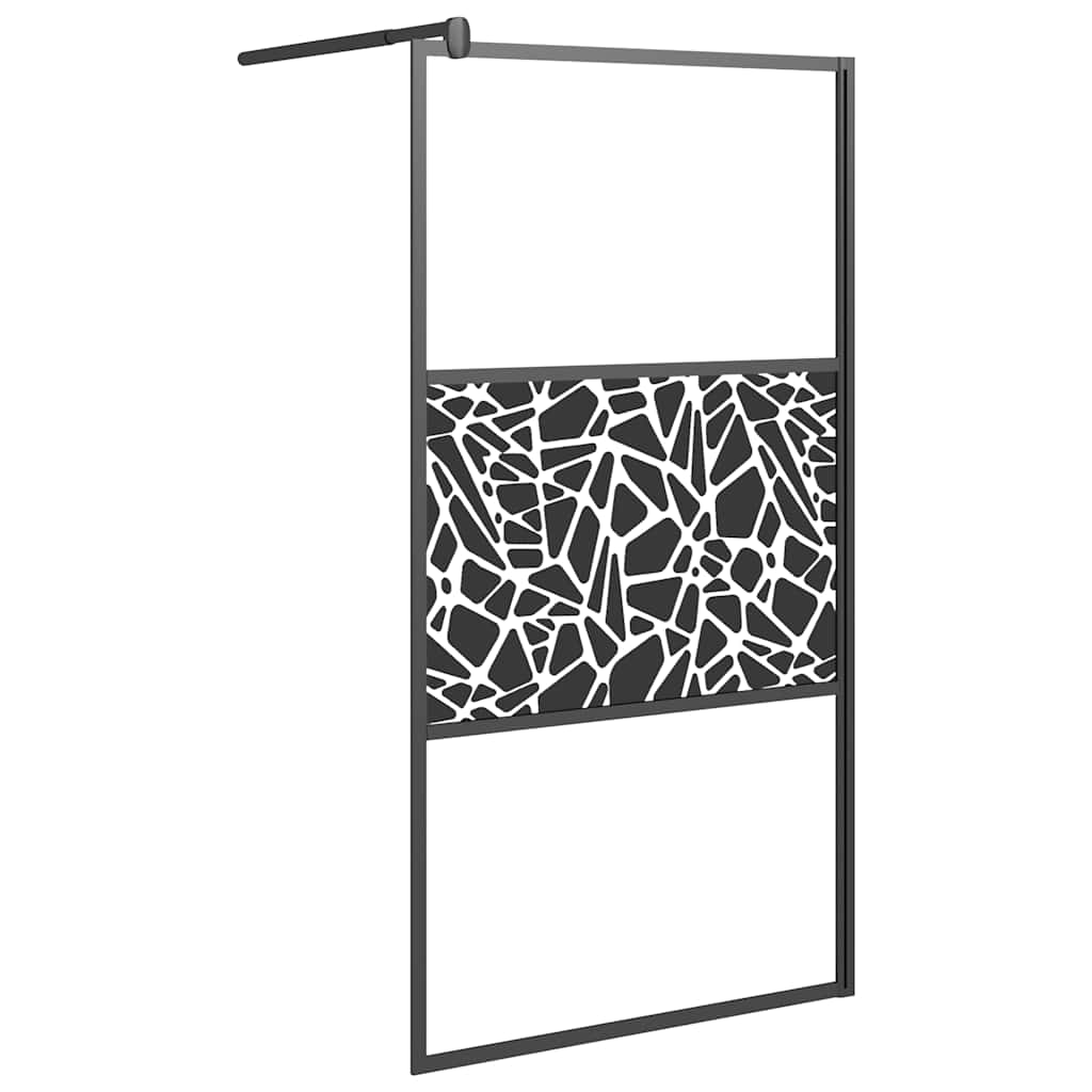 Vidaxl begehete Duschwand mit Steinmotiv 100x195 cm ESG Glas schwarz