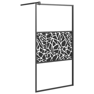 Vidaxl begehete Duschwand mit Steinmotiv 100x195 cm ESG Glas schwarz