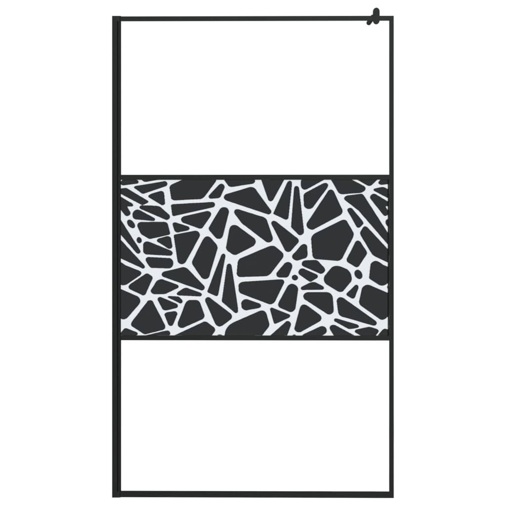 Vidaxl begehete Duschwand mit Steinmotiv 115x195 cm ESG Glas schwarz