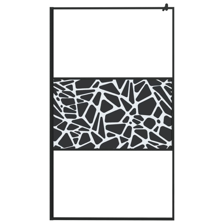 Vidaxl begehete Duschwand mit Steinmotiv 115x195 cm ESG Glas schwarz