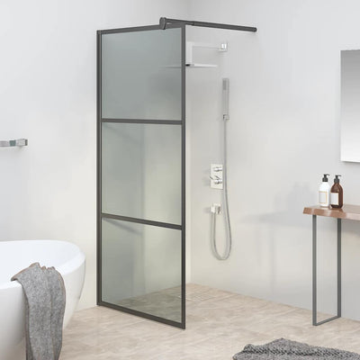 Vidaxl begehete Duschwand 90x195 cm dunkler ESG-Glas schwarz