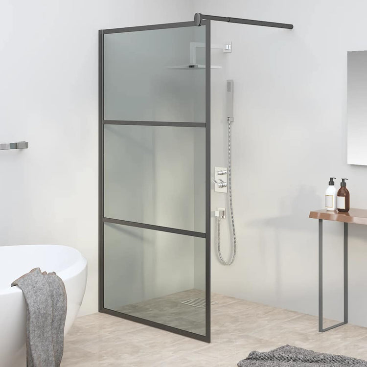 Vidaxl begehete Duschwand 100x195 cm dunkler ESG-Glas schwarz
