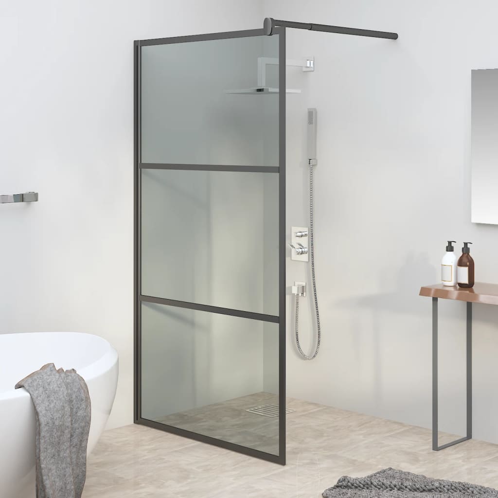 Vidaxl begehete Duschwand 115x195 cm dunkler ESG-Glas schwarz