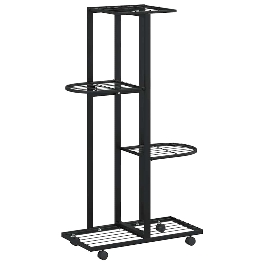 Vidaxl Blütenständer mit Rädern 4-Layer 44x23x80 cm Eisenschwarz