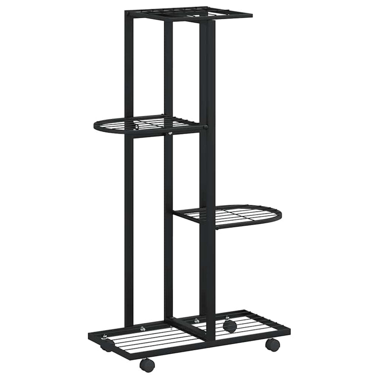 Vidaxl Blütenständer mit Rädern 4-Layer 44x23x80 cm Eisenschwarz
