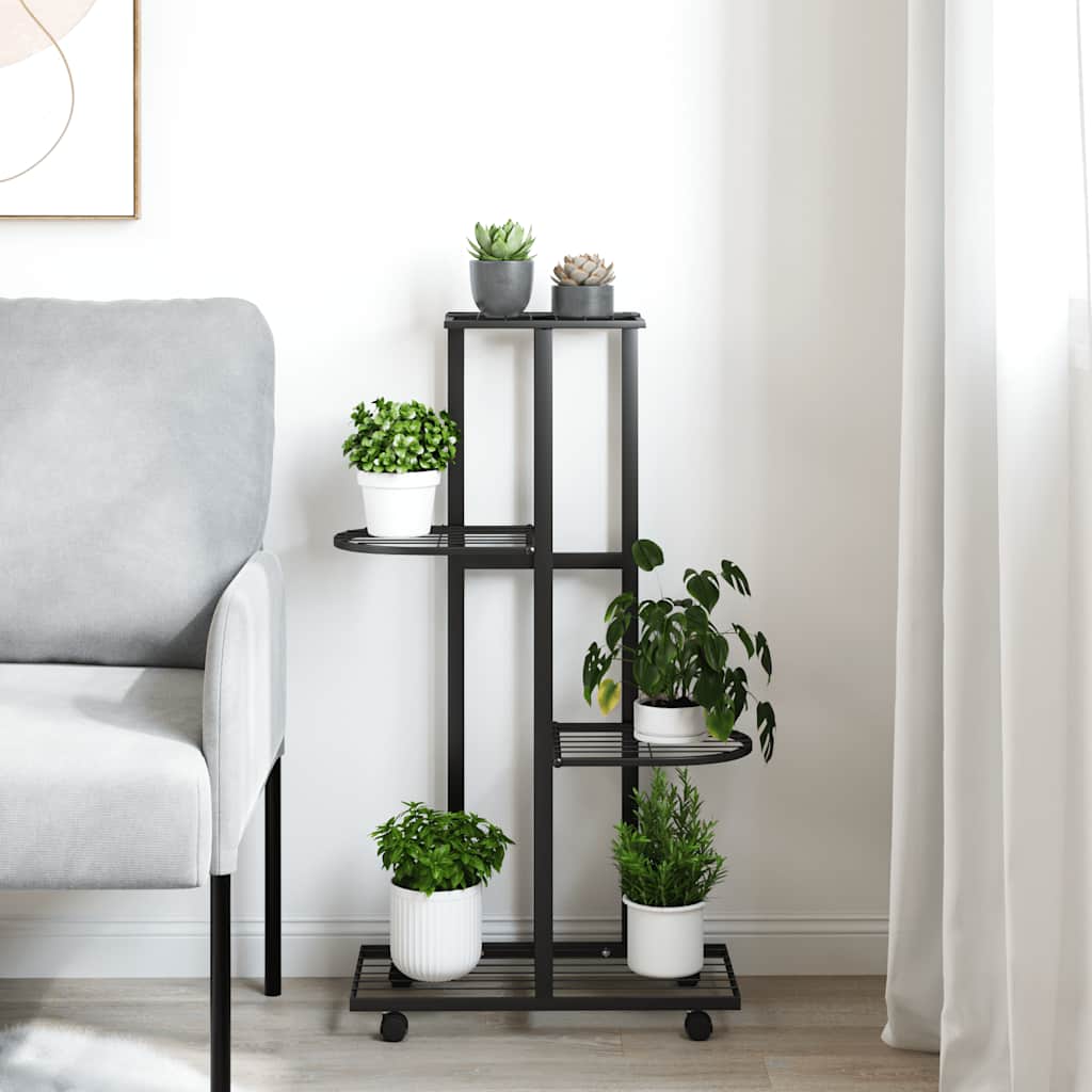 Vidaxl Blütenständer mit Rädern 4-Layer 44x23x80 cm Eisenschwarz