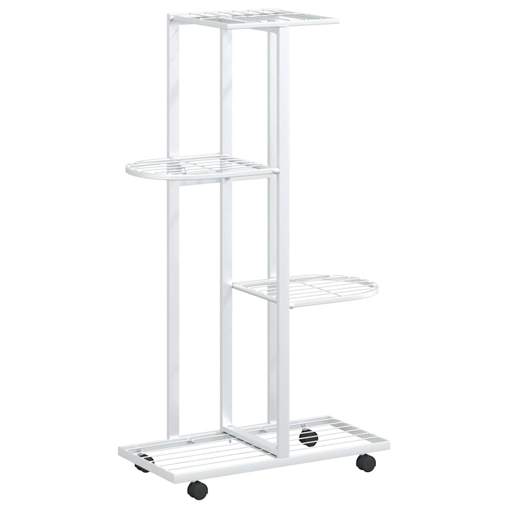 Vidaxl Blütenstandard mit Rädern 4-Schicht 44x23x80 cm Eisen weiß