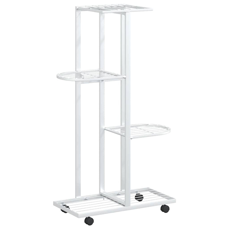 Vidaxl Blütenstandard mit Rädern 4-Schicht 44x23x80 cm Eisen weiß