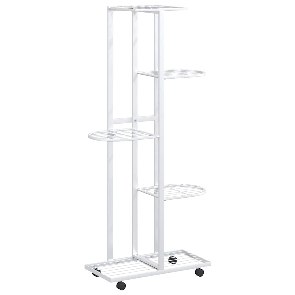 Vidaxl Blütenstandard mit Rädern 5-Schicht 44x23x100 cm Eisen weiß