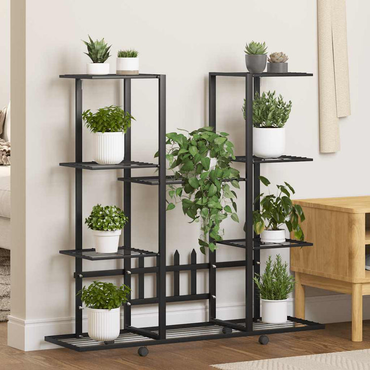 Vidaxl Blumenstandard mit Rädern 94.5 x 24,5 x 91,5 cm Eisen schwarz