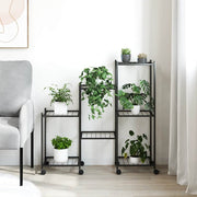 Vidaxl Blütenstandard mit Rädern 83x25x83.5 cm Eisen schwarz - afbeelding 3