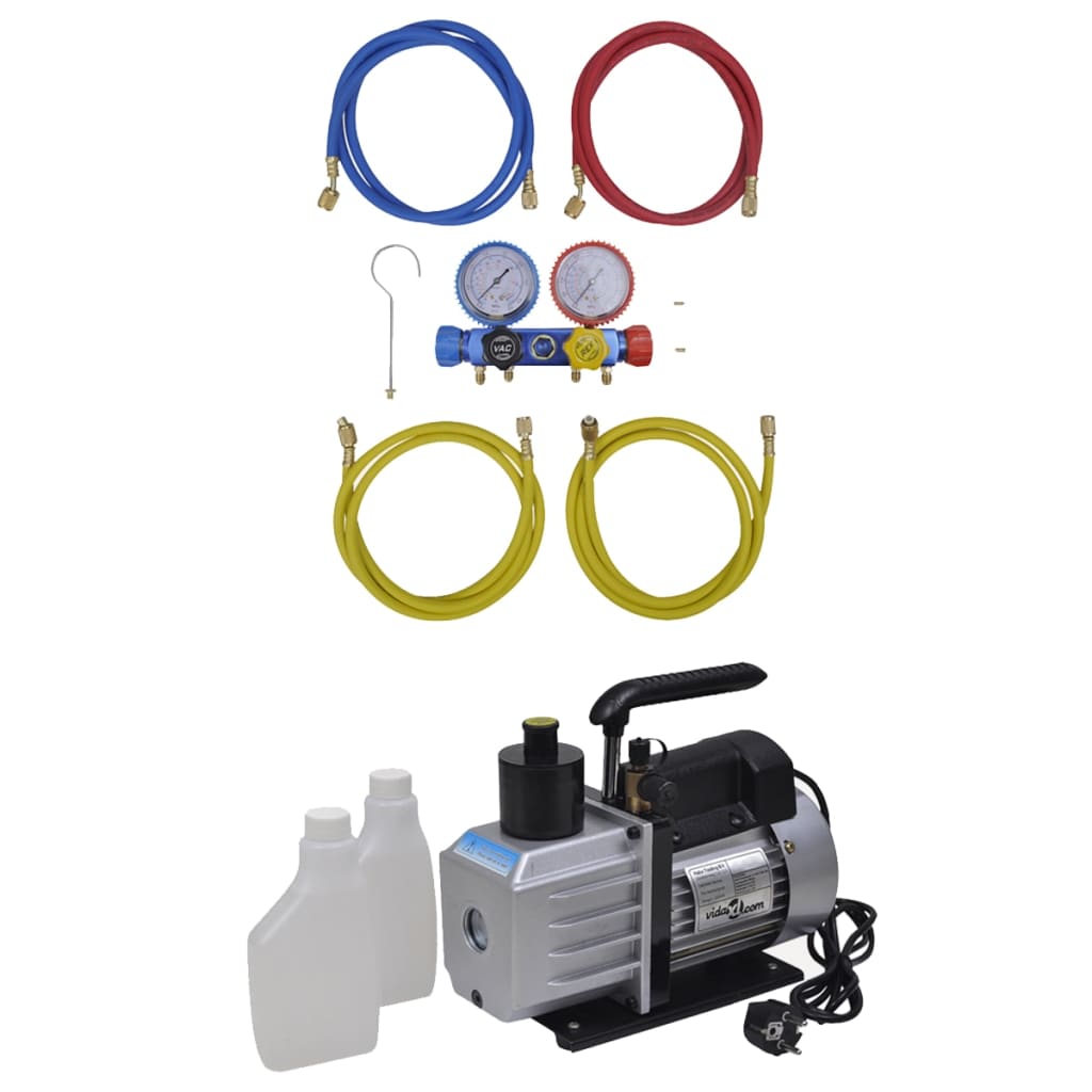 Vidaxl Vakuumpumpe mit 4-facher Manometern für die Klimaanlage eingestellt