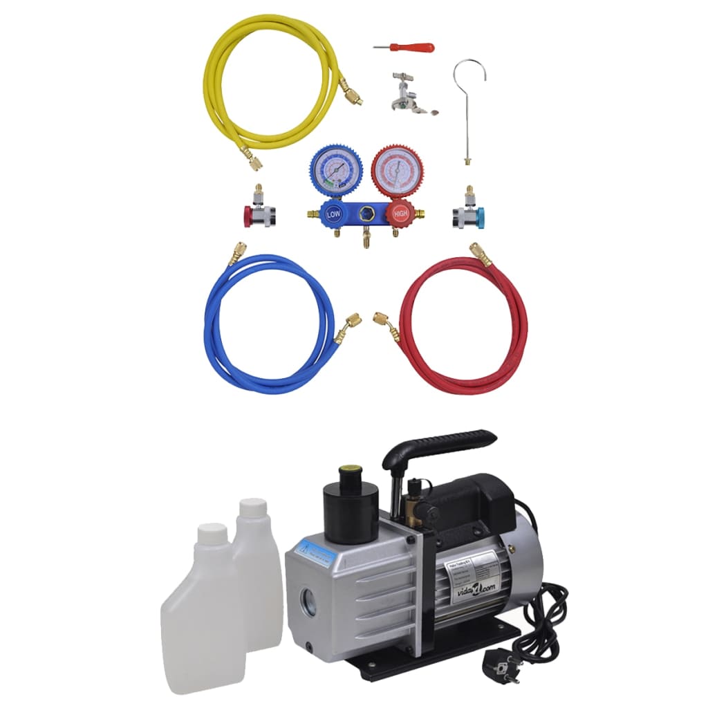 Vidaxl Vakuumpumpe 50 l min mit einem doppelten Manometern Set