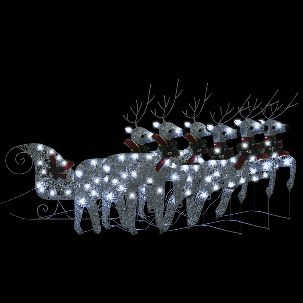 Vidaxl Buitenkerstontiering Rendieren und Slee 140 LEDs Silber gefärbt