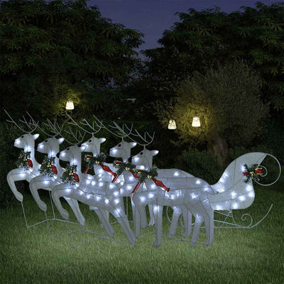 Vidaxl Buitenkerstontiering Rentier und Ärmel 140 LEDs Weiß
