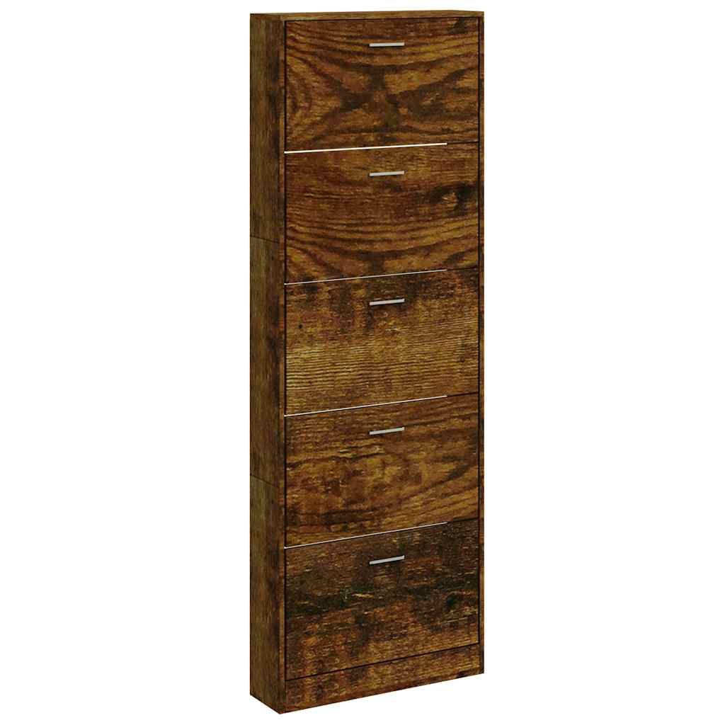 VIDAXL -Schuhschrank 59x17x169 cm Propertiertes Holzgeräuchchen -Eiche gefärbt
