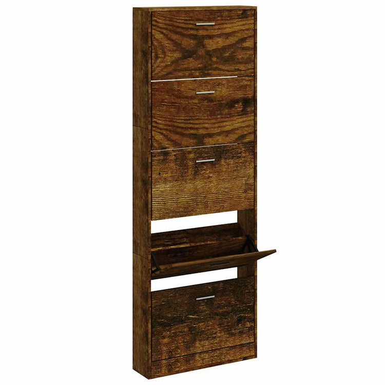 VIDAXL -Schuhschrank 59x17x169 cm Propertiertes Holzgeräuchchen -Eiche gefärbt