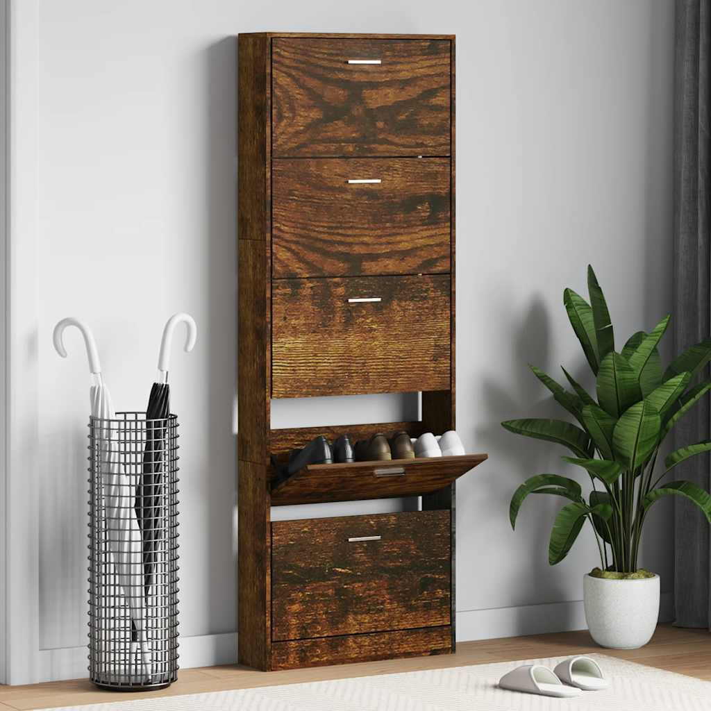 VIDAXL -Schuhschrank 59x17x169 cm Propertiertes Holzgeräuchchen -Eiche gefärbt
