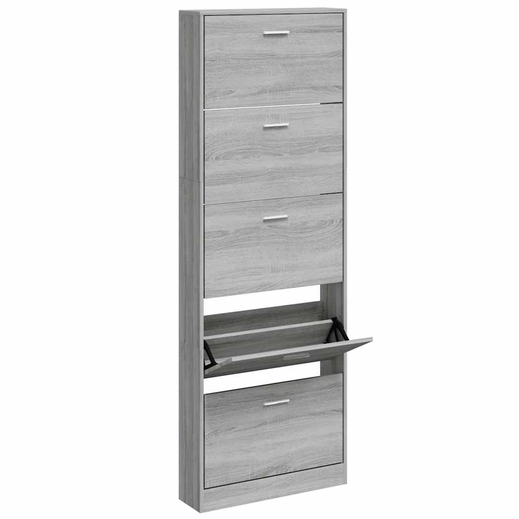 VIDAXL -Schuhschrank 59x17x169 cm Eigenschaften Holzgrau Sonoma Eiche Farbe