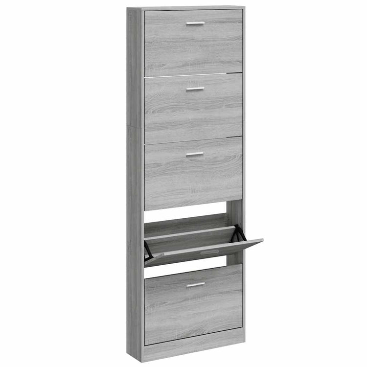 VIDAXL -Schuhschrank 59x17x169 cm Eigenschaften Holzgrau Sonoma Eiche Farbe