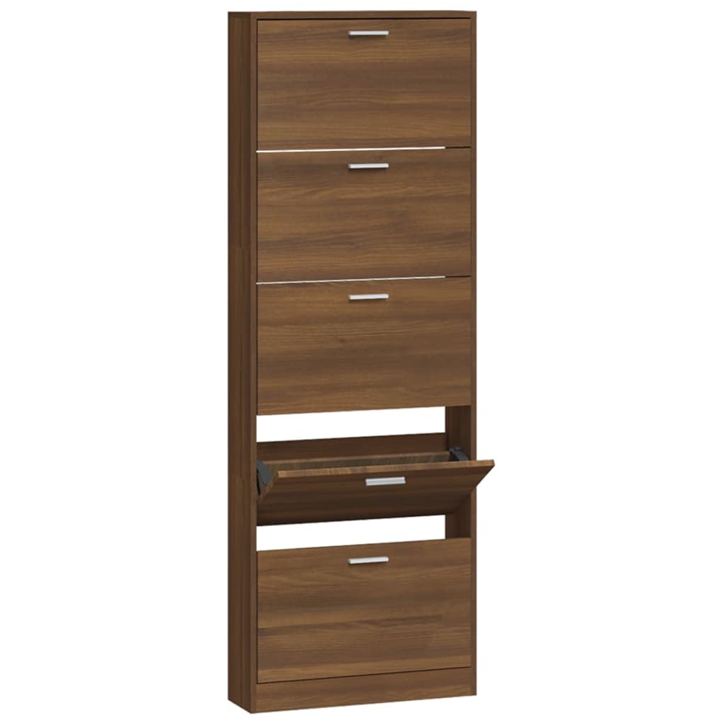 Vidaxl Schuhschrank 59x17x169 cm verarbeitete Holzbraune Eiche Farbe