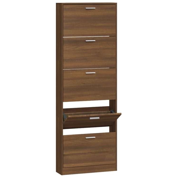 Vidaxl Schuhschrank 59x17x169 cm verarbeitete Holzbraune Eiche Farbe