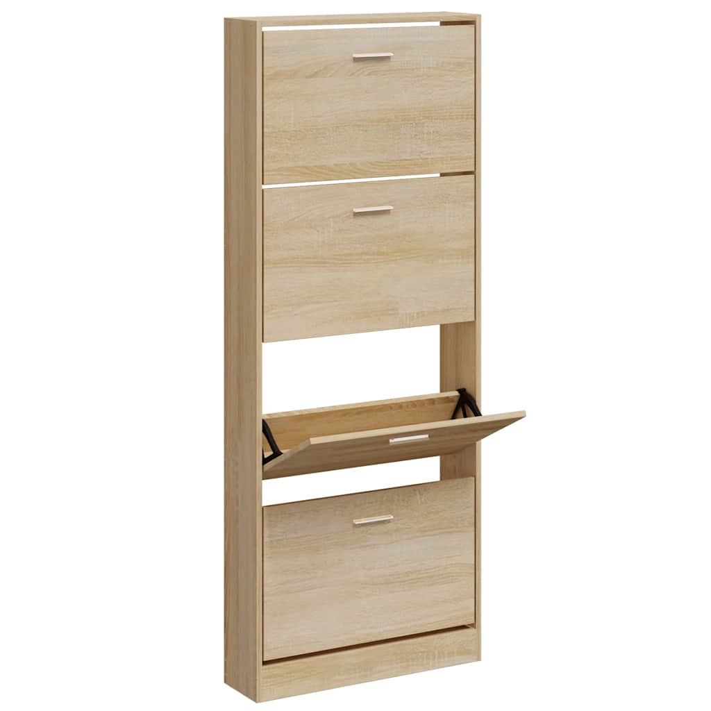 Vidaxl Schuhschrank 59x17x150 cm verarbeitete Holzeiche gefärbt