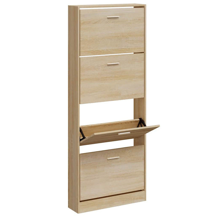 Vidaxl Schuhschrank 59x17x150 cm verarbeitete Holzeiche gefärbt